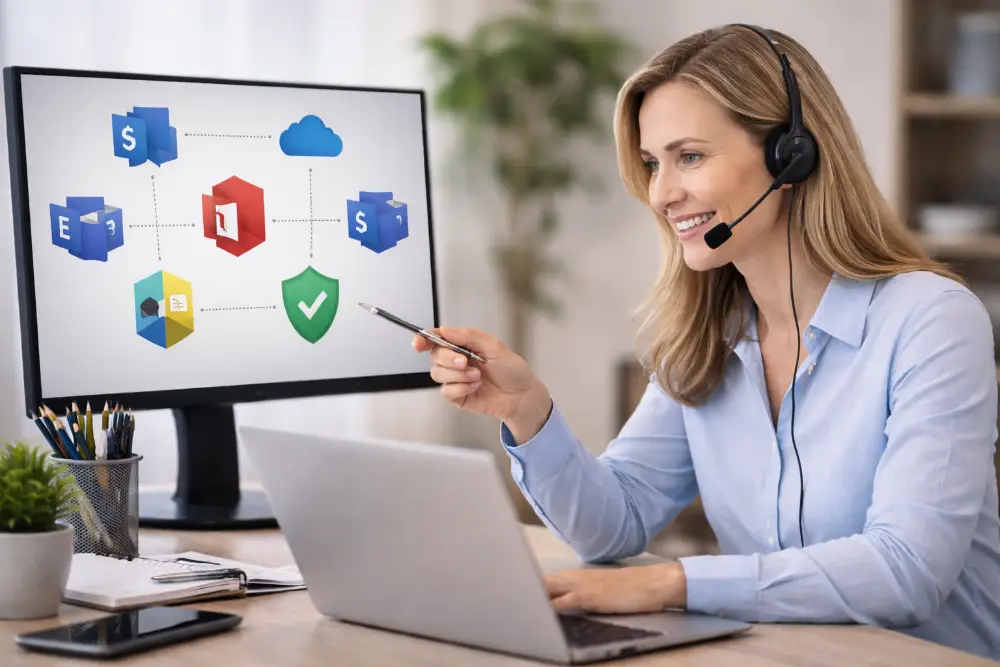 Remote IT support assisting with Microsoft account login and Microsoft 365 access issues